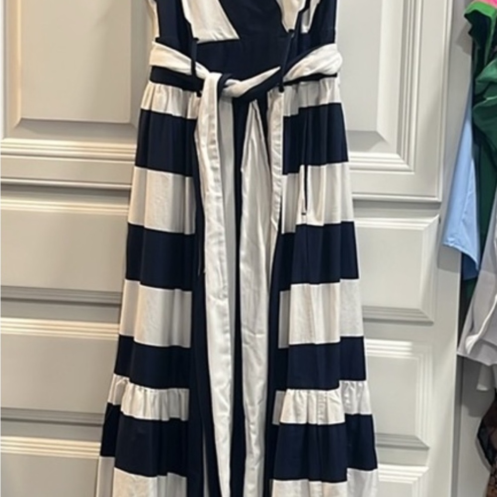 Striped Navy and White Maxi Dress